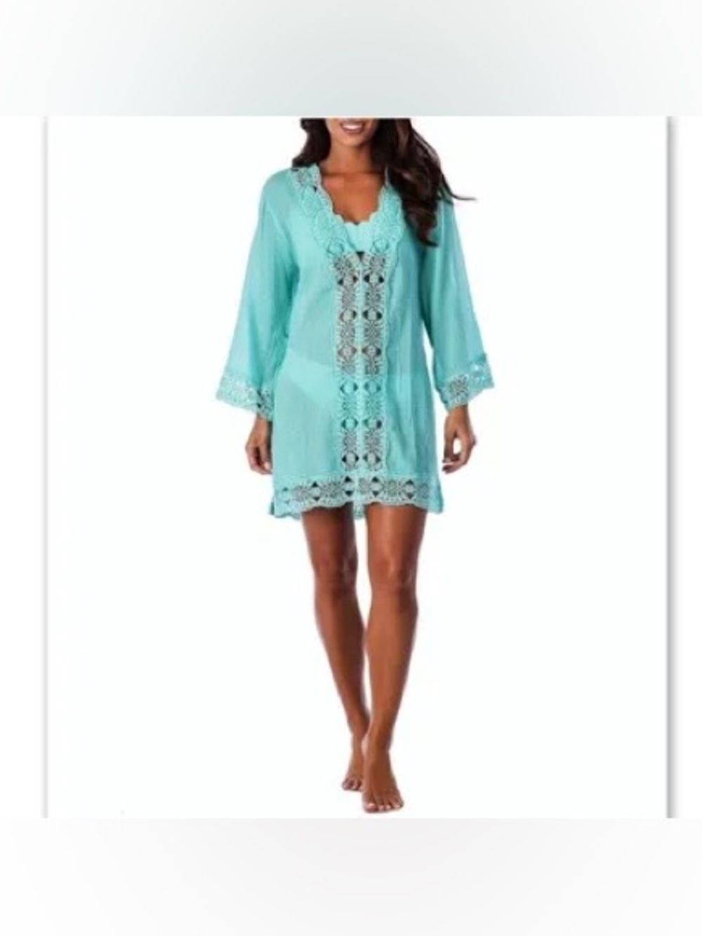 La Blanca Island‎ Fare cover-up tunic Aqua Blue M